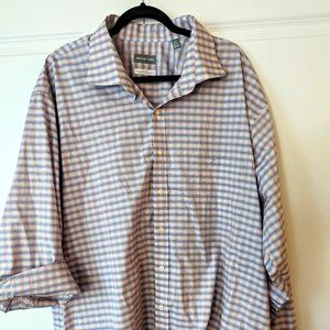 MICHAEL KORS Men's Tall Fit Airsoft Plaid Button Down Dress Shirt  20 36/37